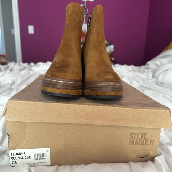 Steve Madden Sloanne Brown suede platform ankle booties size 7 new! - Picture 6 of 8